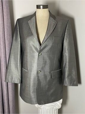 MICHAEL Michael Kors Shiny Gray Two-Button Blazer
